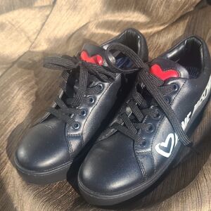 Auth Moschino Black Sneakers with White Love Print